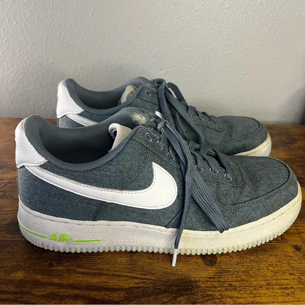 Nike Air Force‎ 1 Recycled Canvas Sneakers Ozone Blue Men 8.5 Low CNO866-001